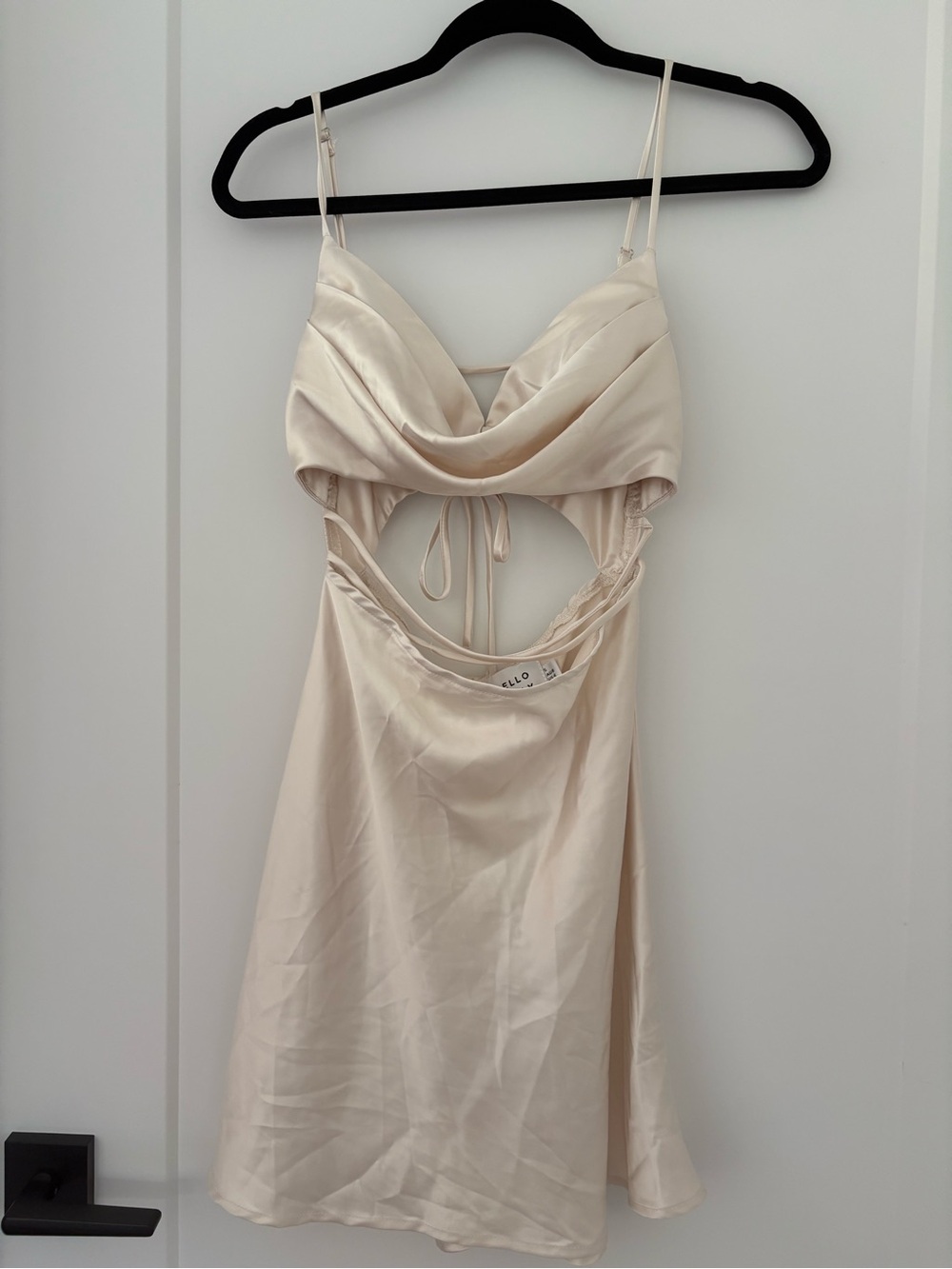Hello Molly Ivory Satin Cutout Mini Dress